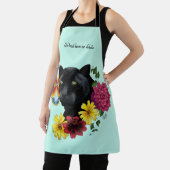 Zwart Jaguar Portret Bloemen Schort (Insitu)