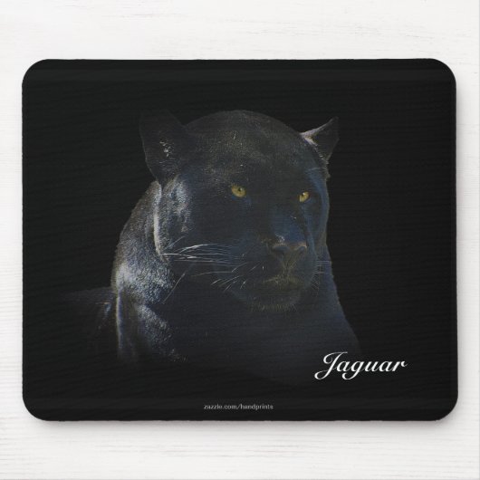 Zwart Jaguar Wild Cat Dierenliefhebber Mousepad Muismat (Voorkant)