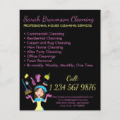 Zwart Janitorial Maid House Cleaning Flyer (Voorkant)