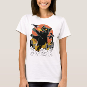 Zwart Japans Catzilla Sunset - Clic Fit T-shirt