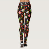 Zwart Japans Maneki Neko Kat en Geisha Leggings (Achterkant)