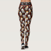 Zwart Japans Maneki Neko Kat Waving Kat Leggings (Achterkant)