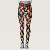 Zwart Japans Maneki Neko Kat Waving Kat Leggings (Voorkant)
