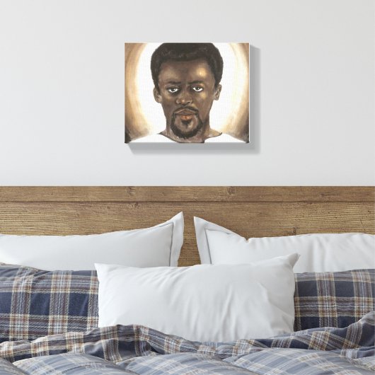 Zwart Jesus Canvas (Insitu (Slaapkamer))