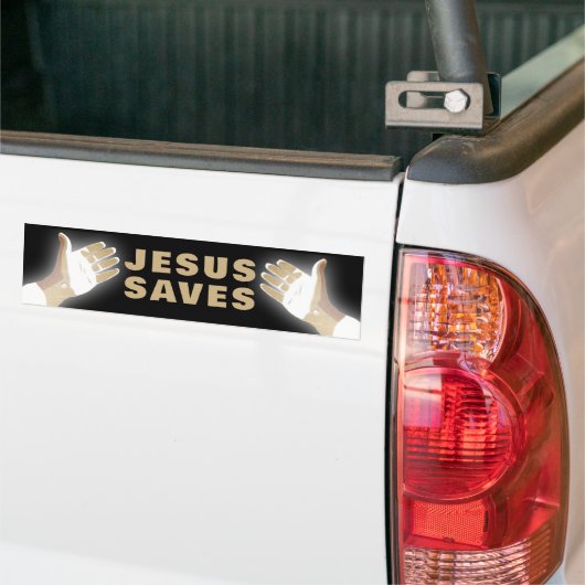 zwart JESUS SAVES Bumpersticker (Op Truck)