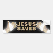zwart JESUS SAVES Bumpersticker (Voorkant)
