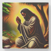 Zwart Jezus bidden in Gethsemane Stone Onderzetter (Voorkant)