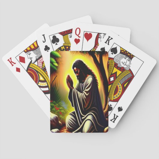 Zwart Jezus bidt in Gethsemane Spelkaarten Pokerkaarten (Achterkant)