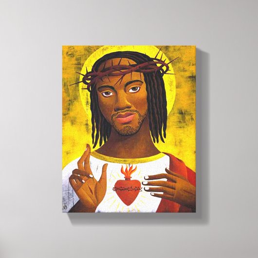Zwart Jezus Portret Canvas Afdruk (Voorkant)