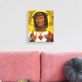 Zwart Jezus Portret Canvas Afdruk (Insitu (Woonkamer))