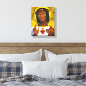 Zwart Jezus Portret Canvas Afdruk (Insitu (Slaapkamer))