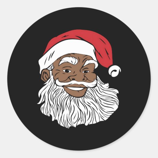Zwart Jolly Santa Fun Afro-Amerikaans Kerstman Ronde Sticker (Voorkant)