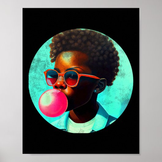 Zwart Jongen Joy Bubble Gum Leuk Afrikaans Melanin Poster (Voorkant)