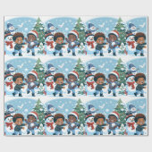 Zwart Jongen Kerstmis Wrapping Papier (Vlak)