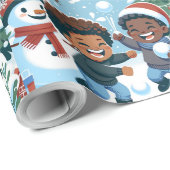 Zwart Jongen Kerstmis Wrapping Papier (Rol Hoek)