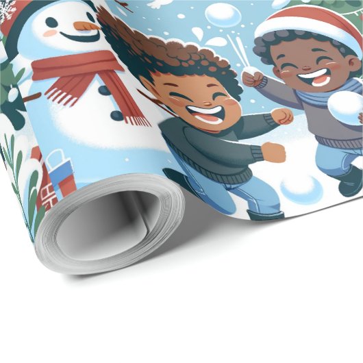 Zwart Jongen Kerstmis Wrapping Papier (Rol Hoek)