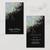 Zwart Joodse holografische Glitter-beeldscherm Visitekaartje (Voorkant / Achterkant)