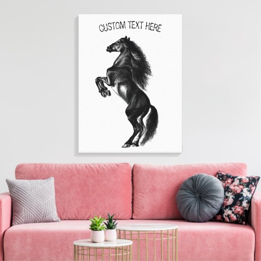 Zwart Jouw tekst Canvas met ruw wild paard afdrukk (Insitu (Woonkamer))