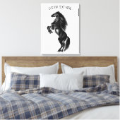 Zwart Jouw tekst Canvas met ruw wild paard afdrukk (Insitu (Slaapkamer))