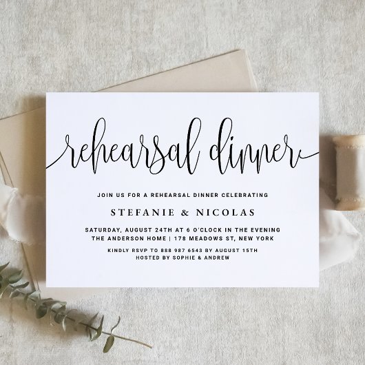 Zwart  Kalligrafie Repetitie Diner Kaart