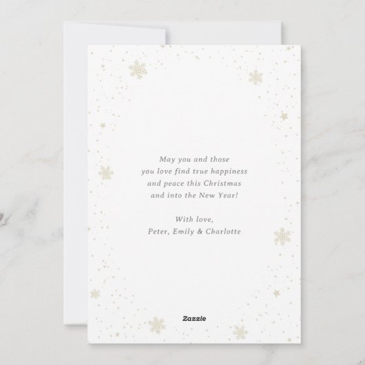 Zwart Kalligrafie Sneeuw Foto Merry Christmas Kaar Feestdagenkaart (Achterkant)