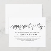 Zwart  Kalligrafie Verlovingsfeest Uitnodigen (Voorkant / Achterkant)