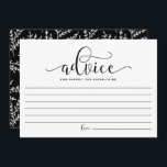 Zwart kalligrafiesap voor de bride om te worden advieskaart<br><div class="desc">Zwarte Calligrafie-advies voor de Bride-aan-zijn Kaart van de Bride | Schrijf uw advies op voor de bruid-to-be met deze lege geheugenkaart. Hij heeft een flinke kalligrafie met foliepatroon. Overeenkomende objecten zijn beschikbaar.</div>