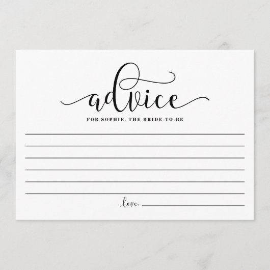 Zwart kalligrafiesap voor de bride om te worden advieskaart (Voorkant)