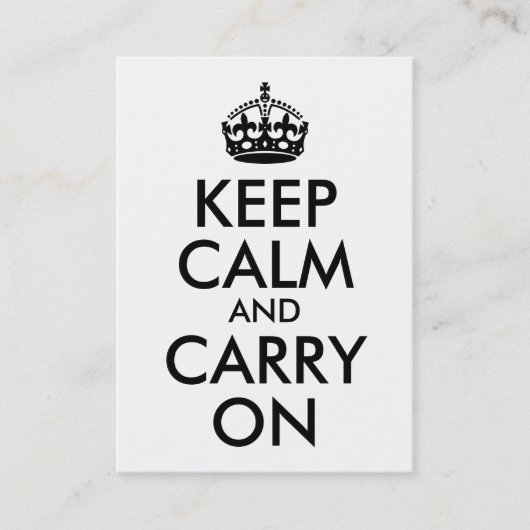 Zwart kalm houden en doorgaan visitekaartje (Voorkant)