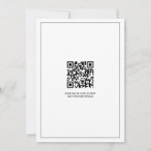 Zwart  kam monogram QR code bruiloft Kaart (Achterkant)