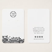 Zwart kant, aangepast wit logo-oorscherm visitekaartje (Voorkant /achterkant)