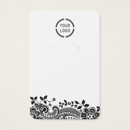 Zwart kant, aangepast wit logo-oorscherm visitekaartje (Voorkant)