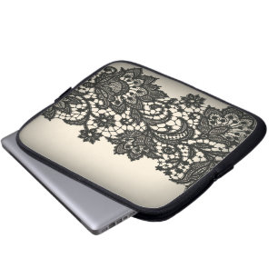zwart kant beige Paris Laptop Sleeve