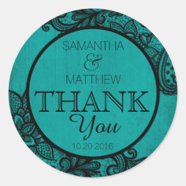 Zwart Kant Blauwgroen Modern Gothic Dank je Label