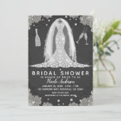 Zwart & kant Diamond trouwjurk Vrijgezellenfeest Kaart (Staand voorkant)