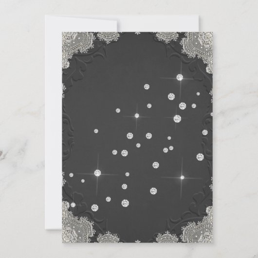 Zwart & kant Diamond trouwjurk Vrijgezellenfeest Kaart (Achterkant)