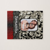 Zwart kant en damast legpuzzel (Horizontaal)