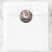Zwart kant en damast ronde sticker (Tas)