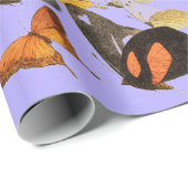 ZWART KANT EN VLINDERS IN PAARSE CADEAUVERPAKKING CADEAUPAPIER (Rol Hoek)