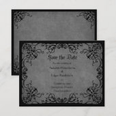 Zwart Kant Gotische Bruiloft Save The Date (Voorkant / Achterkant)