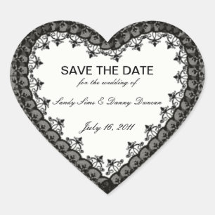 Zwart Kant Hart Save The Date Stickers