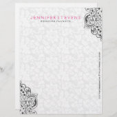 Zwart kant met witte damast achtergrond briefhoofd (Voorkant / Achterkant)