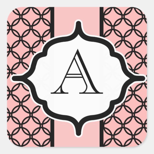 Zwart Kant Monogram Stickers (Voorkant)