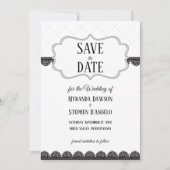 Zwart Kant op Wit Custom Save the Date Kaart (Voorkant)