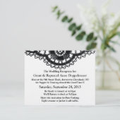 Zwart kant op wit (post-bruiloft receptie) kaart (Staand voorkant)