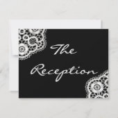 Zwart kant op wit (post-bruiloft receptie) kaart (Achterkant)