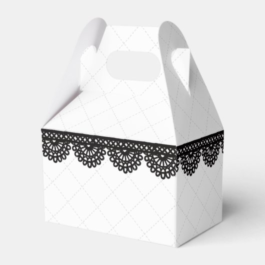 Zwart Kant op Witte Aangepaste Bruiloft Bedankdoosjes (Achterkant)