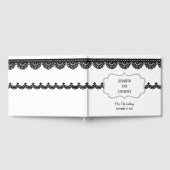 Zwart Kant op Witte Aangepaste Bruiloft Gastenboek (Volledig)