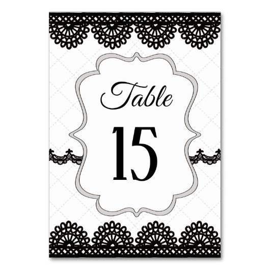 Zwart Kant op Witte Aangepaste Bruiloft Kaart (Voorkant)