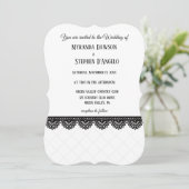 Zwart Kant op Witte Aangepaste Bruiloft Kaart (Staand voorkant)